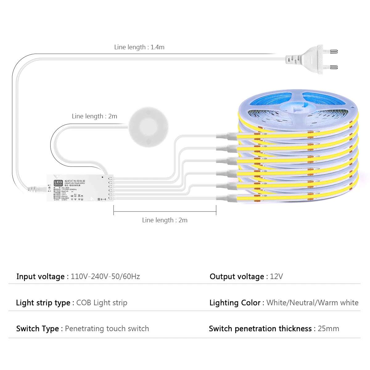 Smart COB LED Strip Light for Cabinets